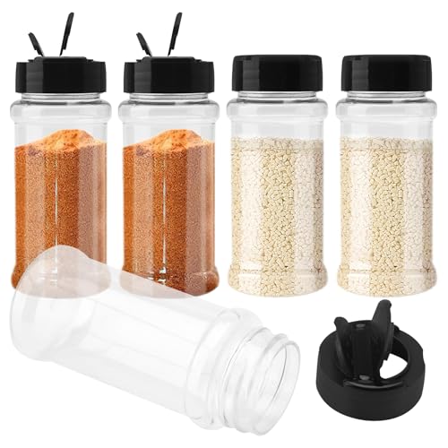 ZMDMAH Lot de 5 récipients à épices en plastique de 100 ml, pots à épices réutilisables, en verre rooté, pour le rangement de la cuisine, la poudre,