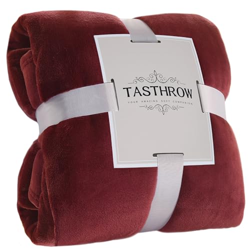 TASTHROW Borgogna Coperta Pile Blanket 130 x 150 cm, Coperta Plaid Divano Super Morbida per Letto, Divano per Copriletto Accogliente e Spessa per Tutte le Stagioni