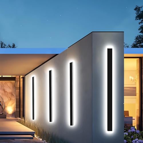ENMLN 1Stück 100cm Außenwandleuchten 3000K-6000K Dimmbare Außen LED Wandleuchte für Garage und Vordertür Schwarz Lange Außenwandlampe IP65 Wasserdicht für Villa Schlafzimmer Wohnzimmer Innen