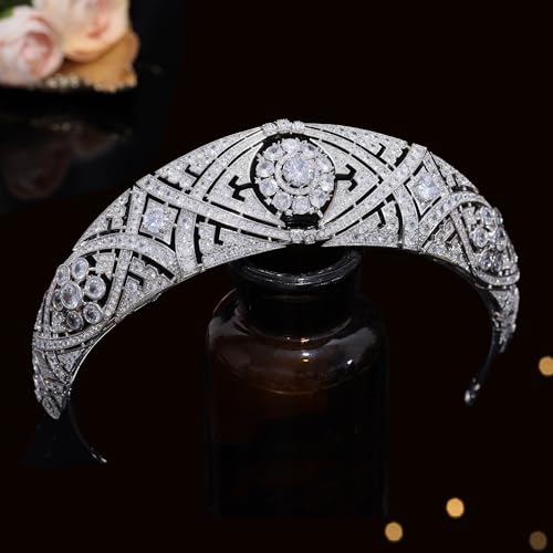 Tiara de circonitas cúbicas para mujer ideal en bodas y tocados de novia HG003 4