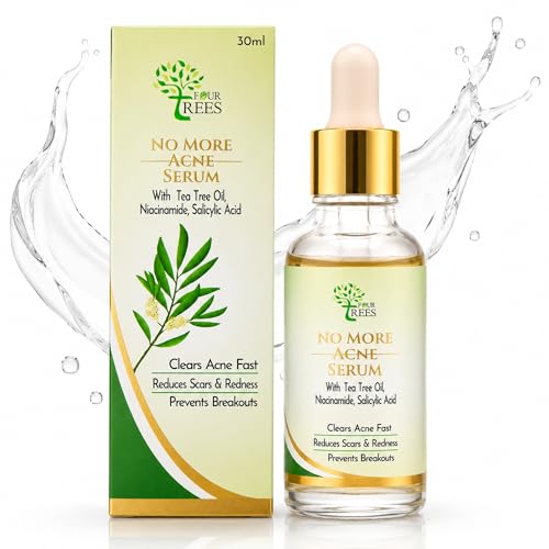 Four Trees No More Acne Serum For Face | With Tea Tree Oil, Salicylic Acid and Niacinamide Serum | For Men & Women | 30ml | Clears Acne, Reduces Scars, Prevents Breakouts