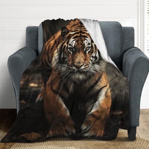 Couverture de luxe tigre pour lit et canapé en microfibre