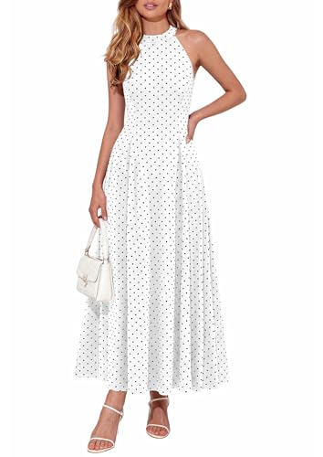 PRETTYGARDEN Summer Halter Dresses for Women 2026 Vacation Outfits Sleeveless