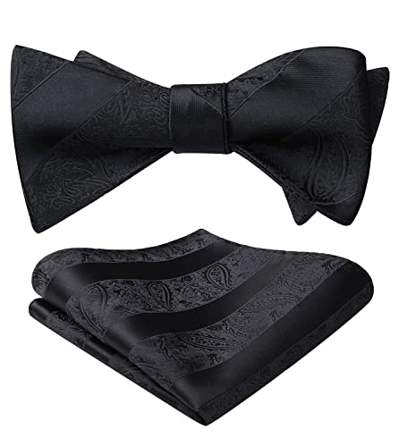 黒 蝶ネクタイメンズ フォーマル 手結び蝶ネクタイ チーフ セット 結婚式 花柄 ボウタイ シルク 蝶ネクタイ ブランド プレゼントby ヒスデン