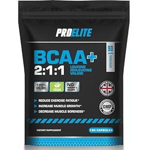 BCAA Capsule 3000mg Per Serving – 180 Vegan Capsules – 2:1:1 Branched Chain Amino Acids Capsules with Vitamin B12 & B6 – BCAA Powder Tablets Alternative – Pre Post Workout for Energy by PROELITE