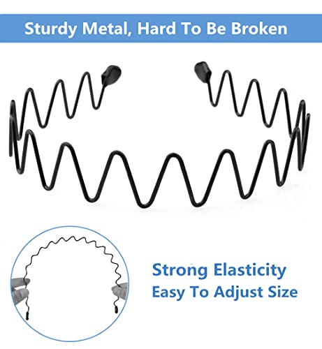 Bodbop Xingzhe Metal Hair Band Men Headband Metal Hair Bands Women's Fashion Headbands For Men Elastic Stylish Sports Hairband Head Hoop With Non Slip Wavy Teeth, Black #TOP1