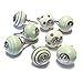 Price comparison product image Pushka Home Set of 8 Green White Ceramic Cupboard Door Knobs. Pack of 8 x 40mm vintage style spots and stripes handles mix. Suits doors up to 27mm. Supplied with silver fixings. For decorating your furniture. Add colour & retro appeal.