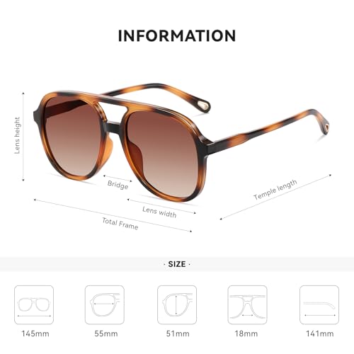 Retro Square Aviator Sunglasses for Womens Mens Vintage 70s Double Bridge Sun Glasses4