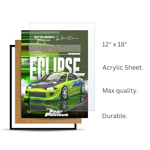 Image of Posternet MITSUBISHI Eclipse Wall Poster Frames | 12x18 inch | Fast and Furious Themed JDM Cars | Hanging Wall Artwork Frames for Living Room, Bedroom, Office and Etc
