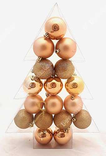 Kit 17 Bolas De Natal Decoração Arvore Rose Gold/Vermelho Cor:Rose