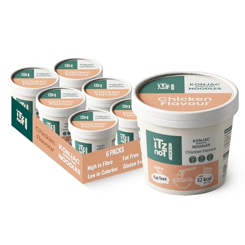 iTz Not JUST Konjac Shirataki Noodles (Chicken, Pack of 6 x 150g), Vegan, Instant Noodles, High Fibre, Gluten Free, Low Carb, Low Calorie, Sugar Free, Ready to Eat, Healthy Keto Diet Food