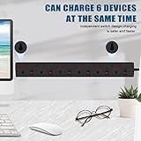 ExtraStar 6 Way Surge Protected Extension Leads 2M, Wall Mounted Power Strips with Individual Switches 13A UK Plug, Black Extension Socket for Home and Office - Image 6