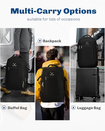 Hynes Eagle Travel Backpack 40L Flight Approved Carry on Backpack Men Large Cabin Weekender Laptop Backpack Women 15.6 inches Black 2023