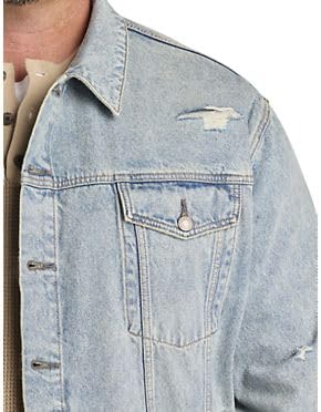 True Nation by DXL Men's Big and Tall Destructed Denim Jacket3