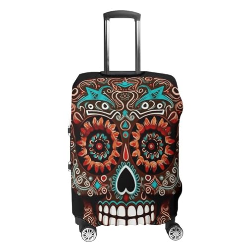 Sugar Skulls Day of The Dead Luggage Cover, Washable Elastic Suitcase Cover Protector Fit 18-32 Inch Luggage4