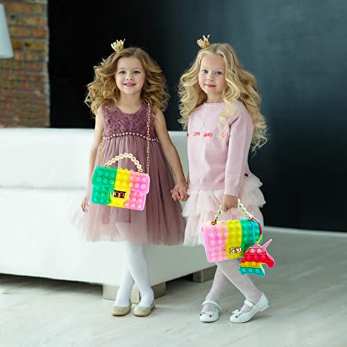 Exun Pop Purse Fidget Pack Toy, Push Bubble Crossbody Cute Princess Handbags Shoulder Bag Keychain Sensory, 3+ Year Old Birthday Gifts For Kids Girl, Christmas Stocking Stuffers #TOP1