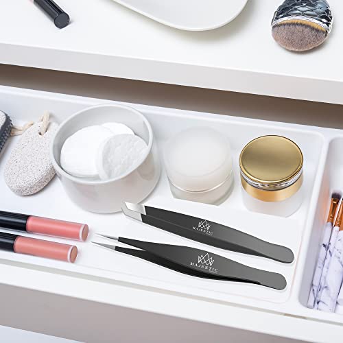 Majestic Bombay Fine Point + Slant Tweezers For Women And Men – Splinter Ticks, Facial, Brow And Ingrown Hair Removal–Sharp, Needle Nose, Surgical Tweezers Precision Best Tweezers For Chin Hair #TOP7