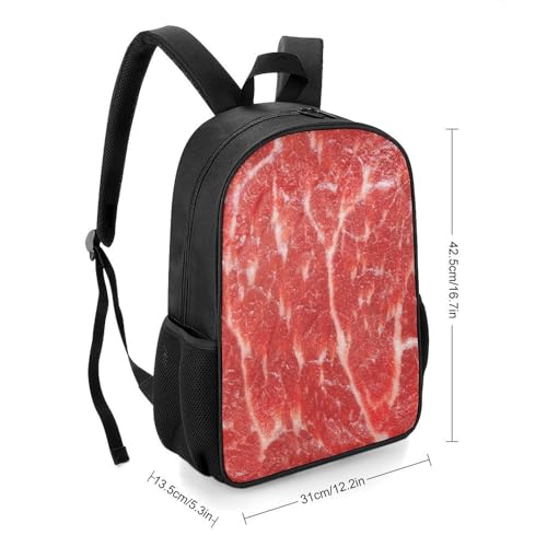 Raw Meat Pork Pattern Travel Backpack Laptop Shoulders Bag Casual Daypack for Business Hiking for Women Men2