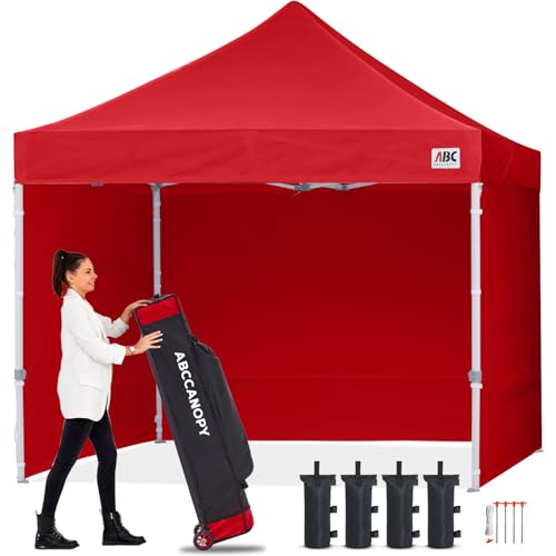 Image of ABCCANOPY Easy Pop Up Canopy Tent with Sidewalls Commercial -Series, Red