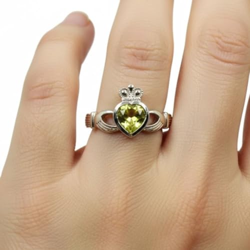 Image of Choose Your Color Natural Gemstone Irish Claddagh Silver Ring Friendship Love 55 Carat Brand Size 5 to 12