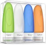 4 Leak Proof Travel Bottles - 3 oz Travel Containers for Travel Size Toiletries with TSA Quart Bag