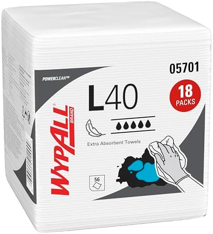 Wypall PowerClean L40 Extra Absorbent Towels, 18 Packs x 56 Sheets (05701)