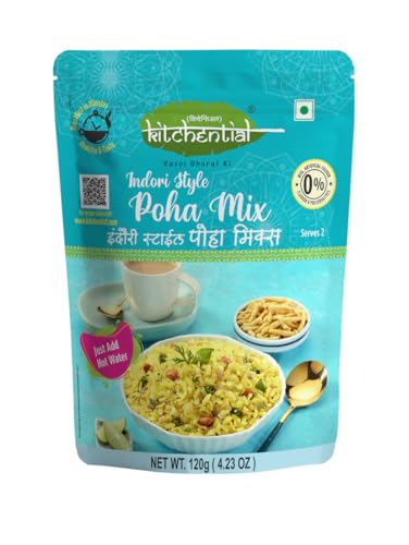 KITCHENTIAL Indori Style Poha Mix | Tasty & Instant Poha | Ready To Cook Indian Breakfast | Authentic Indian Taste | Quick & Healthy | No Added Preservatives (Pack Of 3-360 gm)