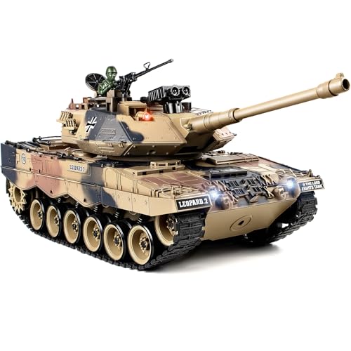 Supdex 1:18 Remote Control Tank that Shoot, 2.4G German Leopard II RC Tank Model Toys, Army Toy with Smoke, Lights, Sound and Recoil,Military RC Vehicle for boy 8+Years Old by Supdex - Used condition - US$108.99