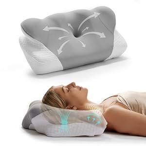 Cervical Pillow for Neck, Contour Memory Foam Pillow, Adjustable Height Double, Neck Pillow for Sleeping, Side Sleeper Pillow for Adults, Ergonomic Bed Pillow for Side, Back, Stomach Sleeper