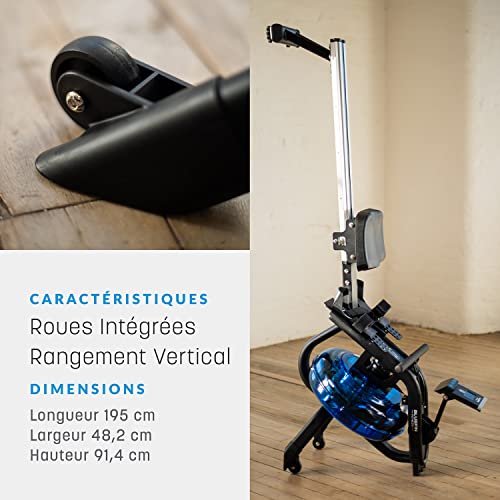 Bluefin Fitness Blade Aqua M-1 Vogatore ad acqua in metallo | Reale esperienza di canottaggio | Tecnologia idro con acqua | Telaio in alluminio | Per allenamenti intensi | Compatibile con Kinomap