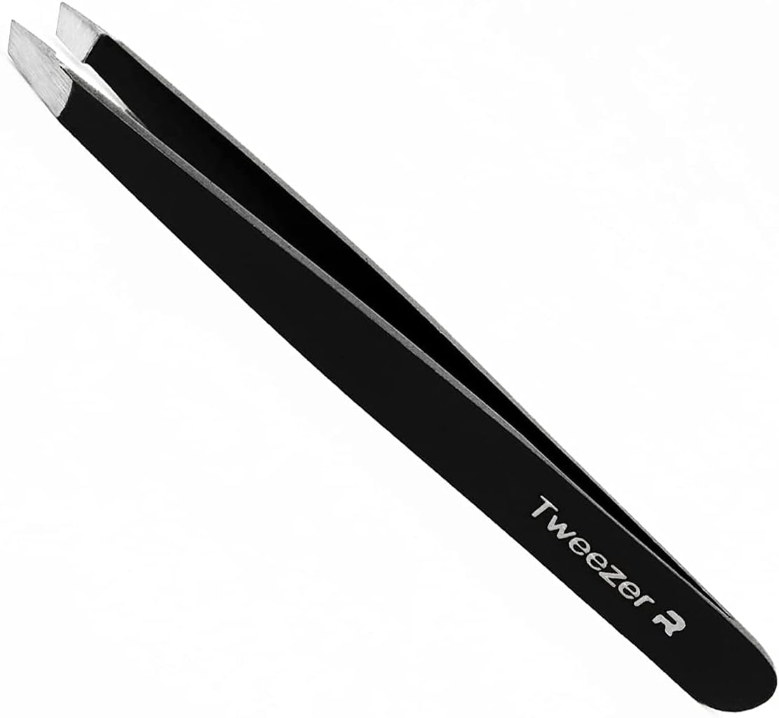 Slant Tweezers - Professional Stainless Steel Slant Tip Tweezer, The Best Precision Eyebrow Tweezers- Perfect for Eyebrows and Unwanted Hair (2 Pack)