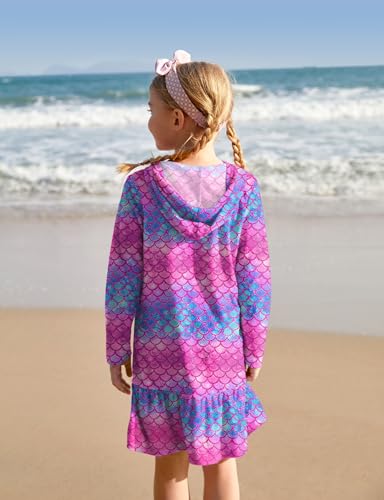 Image of BesserBay Girl's Ruffle Bathrobe Beach Button Down Hooded Terry Cover Ups 3-14 Years