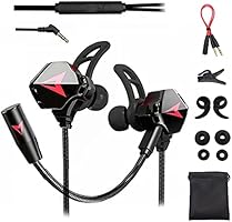 Free Wolf Audífonos Gamer InEar, Auriculares Gaming con Cable, con micrófono Dual Desmontable, para Juegos móviles,...