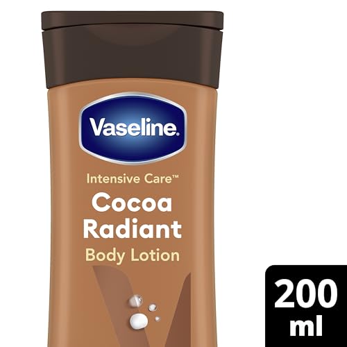 Vaseline Intensive Care Cocoa Radiant, Loción Corporal Hidratante 48H, Para Piel Seca, Nutrida y Radiante, Con Lípidos Hidratantes y Manteca de Cacao Puro, 2x 200ml