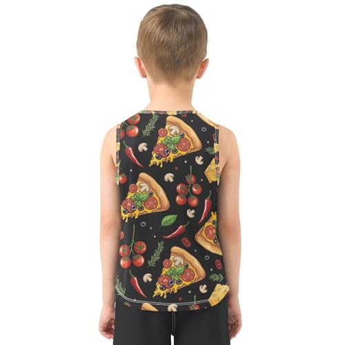 J JOYSAY Pizza Tomato Chili Boys Tank Top Sleeveless Muscle Shirts Quick Dry Sport Active Workout Kids T-Shirts 3-15T3