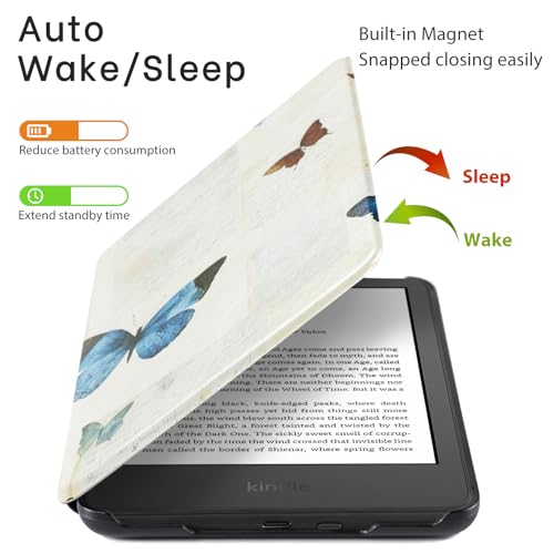 Image of CoBak Case for All New 6 Inch E-Reader 2024 and 2022 (11 Generation) - PU Leather Smart Cover, Auto Sleep and Wake, Tufted Texture