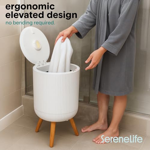 SereneLife Freestanding Towel Warmer Bucket – 18" Hot Towel Warmer with Legs for Bathroom & Spa, 12L Capacity, Built-In Timer, Aroma Discs & LED Indicator, Fits One Towel or Robe, Gray by SereneLife - Image 7