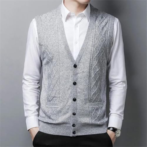 Men’S Casual Knitted Cardigan Vest Slim Fit V-Neck Sleeveless Button Down Sweater2