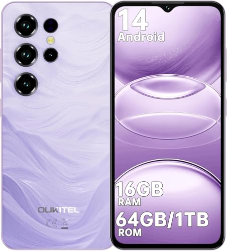 OUKITEL C2 Smartphone Android 14-16(4+12) GB RAM + 64GB ROM/TF 1TB - 6,52' HD Telefono Cellulare 5000nAh 13MP+5MP Camera Telefono Dual SIM 4G Cellulari e Smartphone /3.5mm Jack/Face ID/OTG Viola