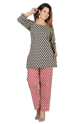 Image of Kuruti B Sheets Women's Printed Night Suit Set | Soft & Breathable Top and Pyjama Set for Women | Stylish Relaxed Fit Sleepwear for Everyday Comfort | Perfect Lounge Wear for Home & Travel