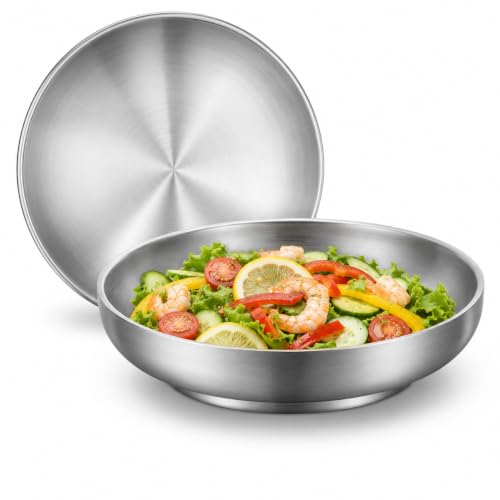 Bonahora Double Wall Premium 304 Stainless Steel Plate, 20 cm Diameter