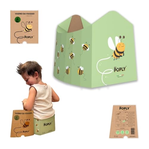 ECO POPLY Portable Reusable and Sustainable Travel Potty for Children 1-10 Years - Hygienic and Compact for Travel, Car, Camping - Foldable in Eco Friendly Cardboard (1 Per Pack)