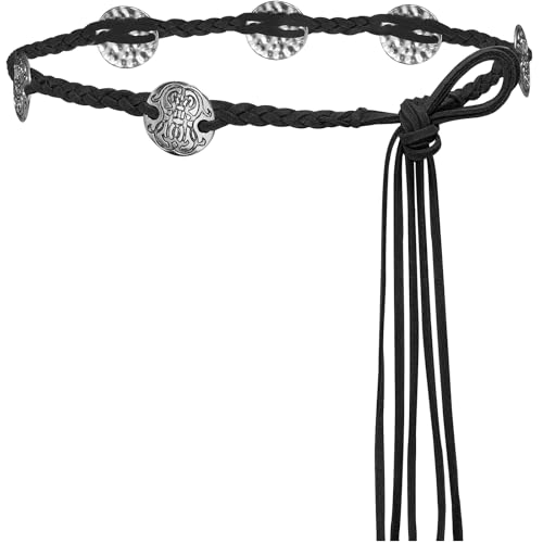 Women's Boho Braided Waist Belt Bohemian Woven Belt with Vintage Tassels for Dresses - Main Image