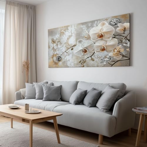 Tableau decoration murale moderne orchidee blanche impression toile 90x60 cm - 3