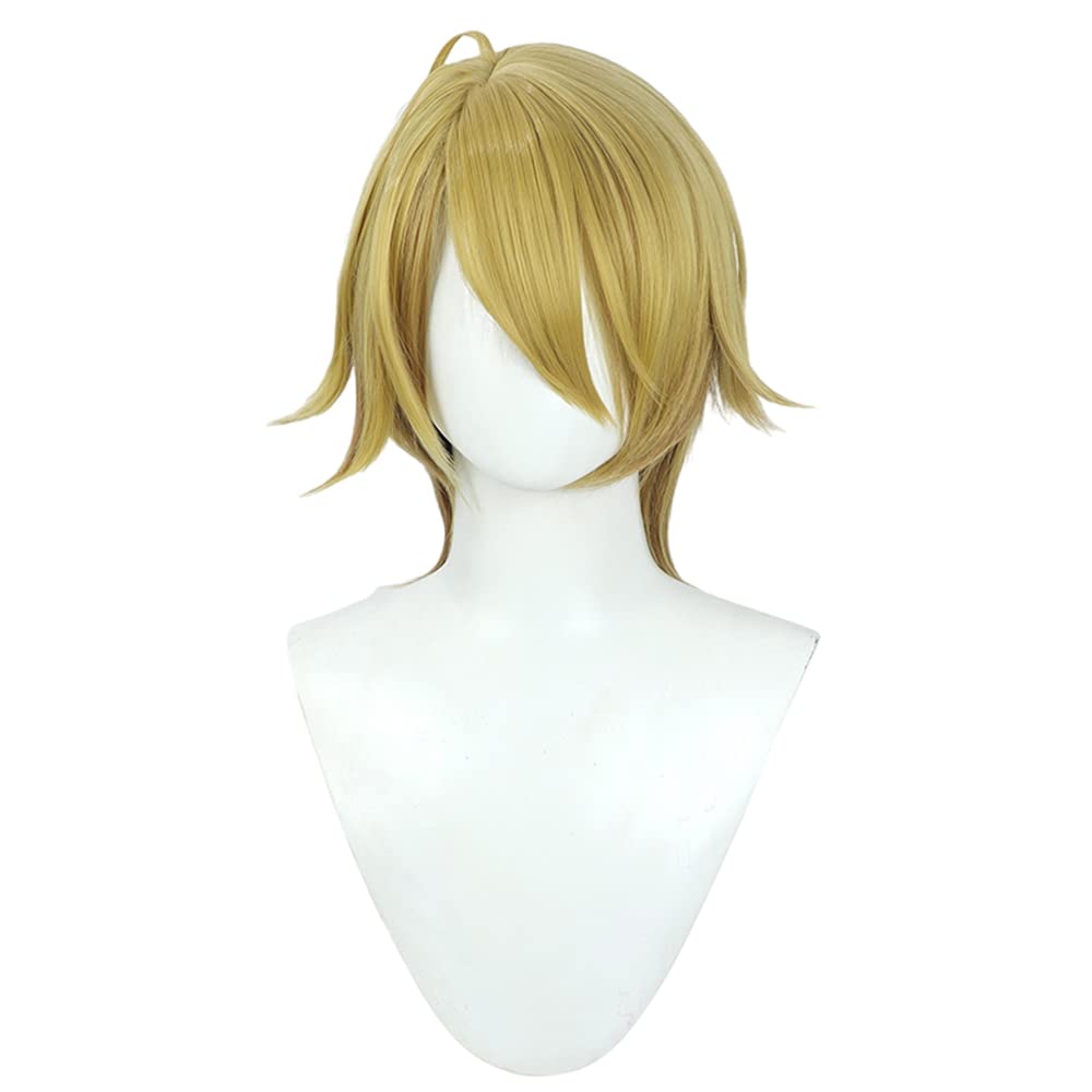 Blue Medium Length Hair Slightly Curly Wig Bangs Bob + Cilp Side Ponytail Cos Anime Expo Simulated Wigs 55cm 21inch