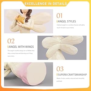 Guardian Angel Figurines Ornaments Sculptured Hand Painted Angel Statue Holding Star Collectible Figure Gift for Women Girls Home Decor in Christmas Birthday Anniversary Mothers Day