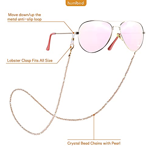 Humlbird Mask Lanyard Eyeglasses Chain Healing Crystal Beaded Sunglasses Chains With Pearl For Women, Citrine #TOP3