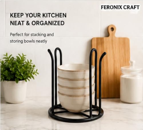 Image of Iron Bowl Holder Stand | Kitchen Bowl Organizer Rack (Set Of 4)