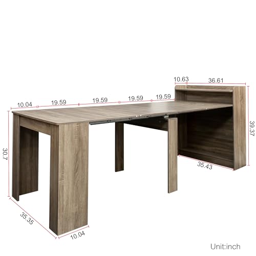 Extendable Dining Table for 2-10, 11"-98" Large Dining Table, Mid Century Modern Farmhouse Console Tables, Wood Foldable Kitchen Tables for Entryway, Dining Room, Living Room, Kitchen, Space Saving