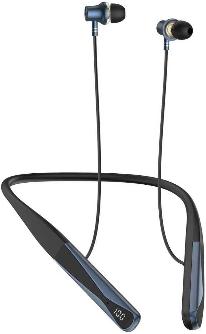 YUEPOOL Neckband Bluetooth Headphones with Voice Return Microphone,6.0 Bluetooth 35 Hours Playtime, IPX5 Waterproof Wireless Noise Cancelling Earbuds for Sports (A18)